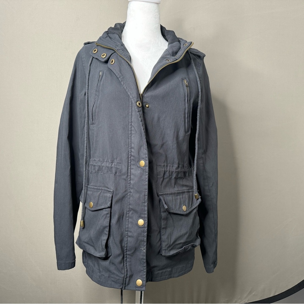 EDEN SOCIETY Holly Contrast Hood Cargo Jacket Dark Grey/ Blue S
